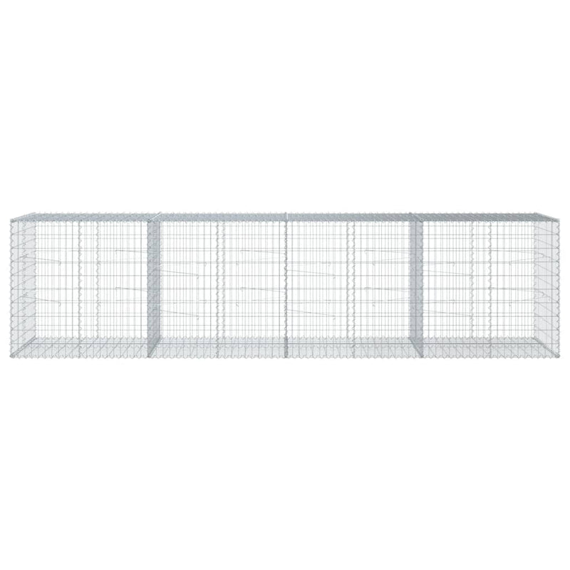 Gabion Basket with Cover 400x100x100 cm Galvanised Iron