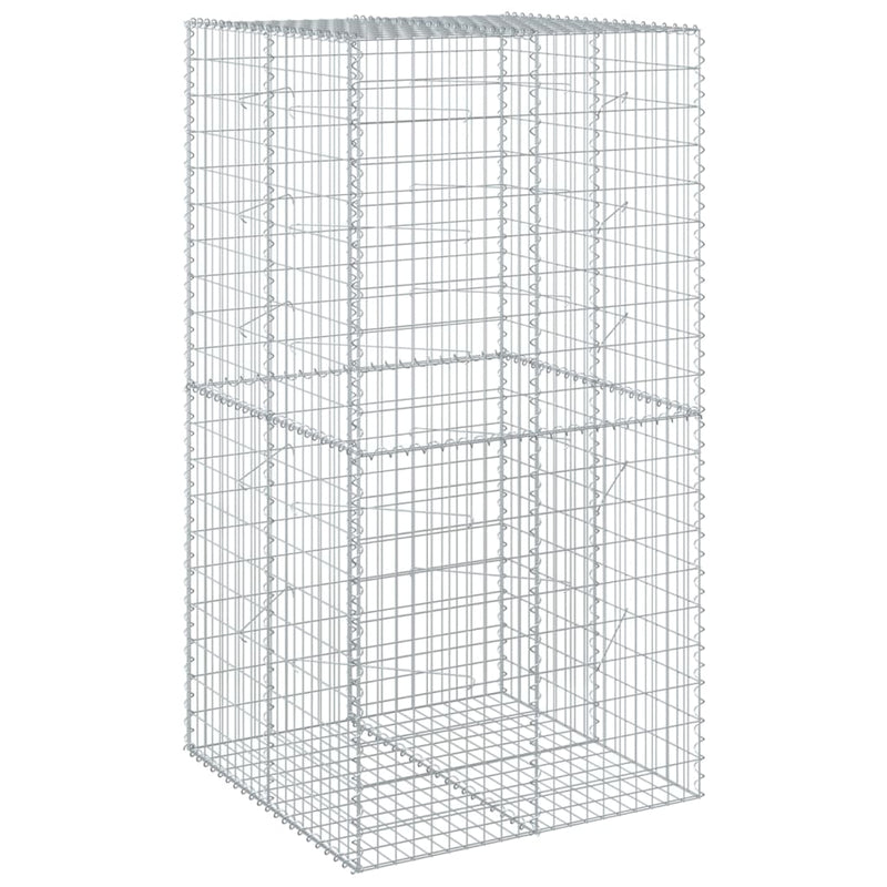 Gabion Basket with Cover 100x100x200 cm Galvanised Iron