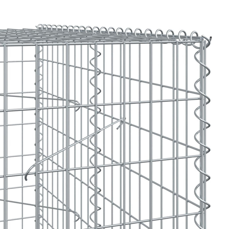 Gabion Basket with Cover 500x100x200 cm Galvanised Iron