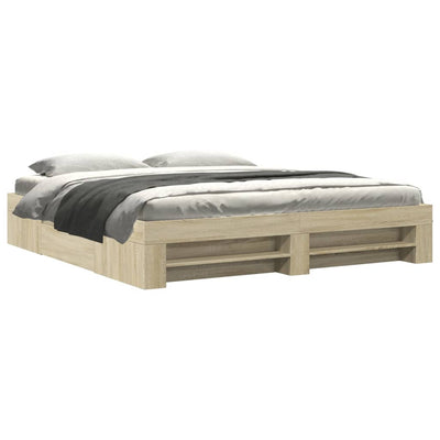 Bed Frame without Mattress Sonoma Oak 183x203 cm King Engineered Wood