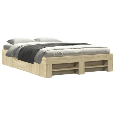 Bed Frame without Mattress Sonoma Oak 135x190 cm Engineered Wood