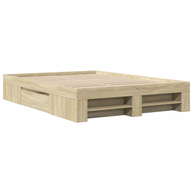 Bed Frame without Mattress Sonoma Oak 135x190 cm Engineered Wood