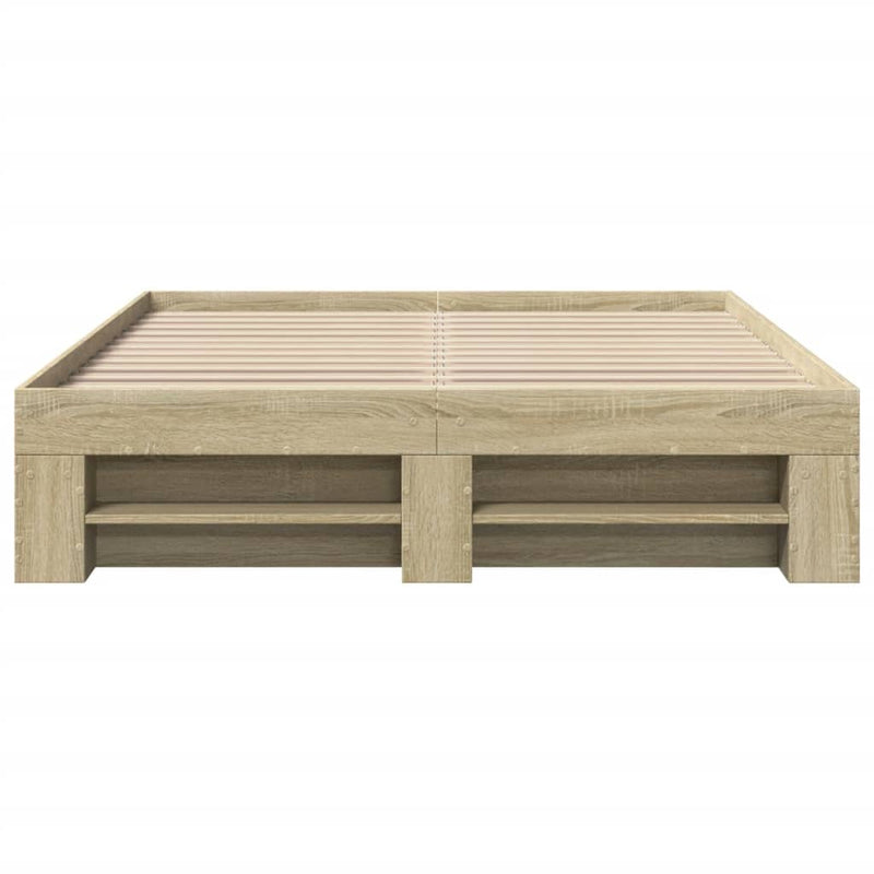 Bed Frame without Mattress Sonoma Oak 135x190 cm Engineered Wood