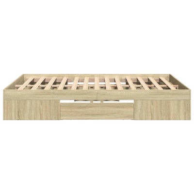 Bed Frame without Mattress Sonoma Oak 135x190 cm Engineered Wood