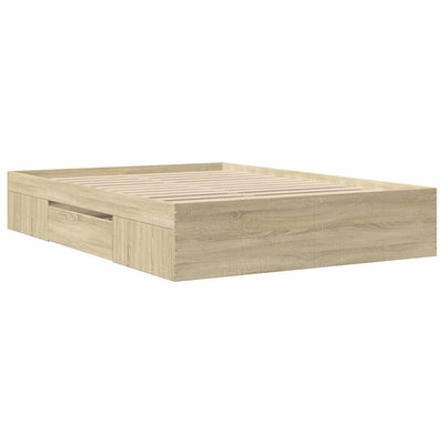 Bed Frame without Mattress Sonoma Oak 135x190 cm Engineered Wood