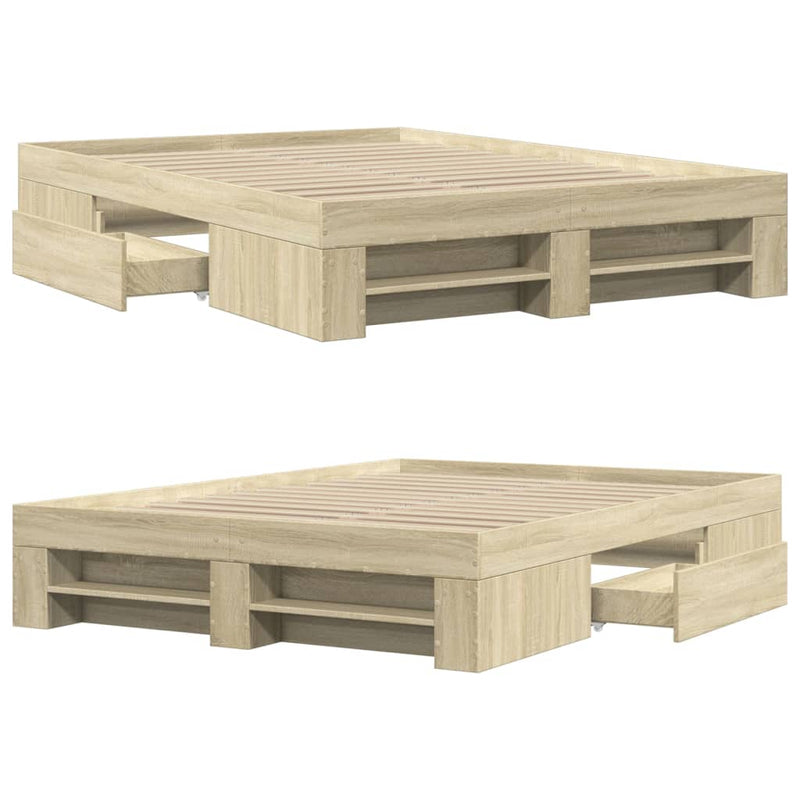 Bed Frame without Mattress Sonoma Oak 135x190 cm Engineered Wood