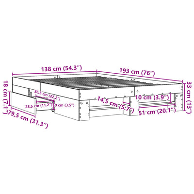 Bed Frame without Mattress Sonoma Oak 135x190 cm Engineered Wood