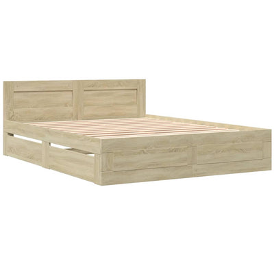 Bed Frame with Headboard without Mattress Sonoma Oak 150x200 cm