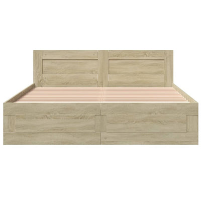 Bed Frame with Headboard without Mattress Sonoma Oak 150x200 cm