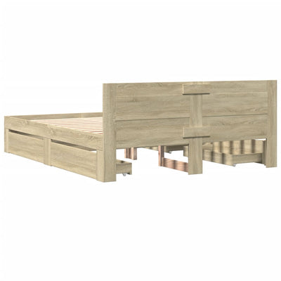 Bed Frame with Headboard without Mattress Sonoma Oak 150x200 cm