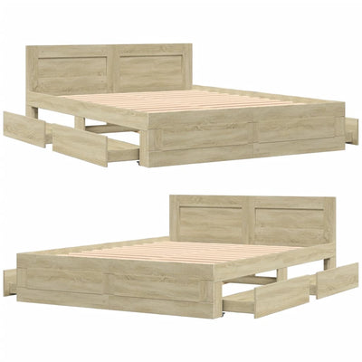 Bed Frame with Headboard without Mattress Sonoma Oak 150x200 cm