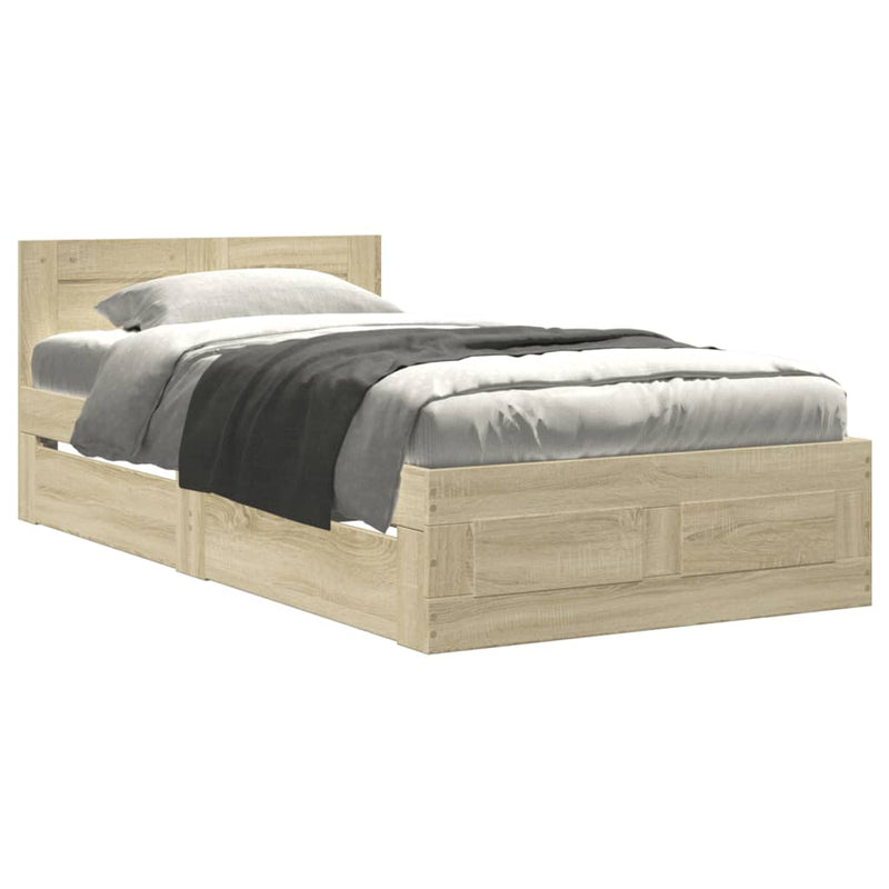 Bed Frame with Headboard without Mattress Sonoma Oak 90x190 cm