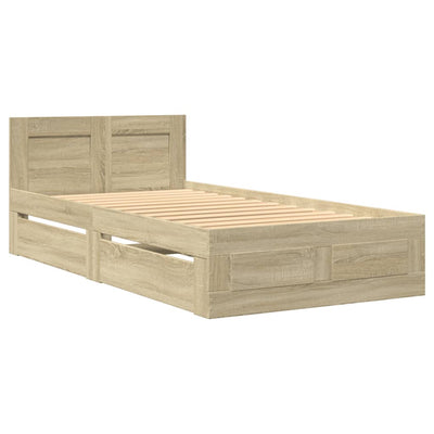 Bed Frame with Headboard without Mattress Sonoma Oak 90x190 cm