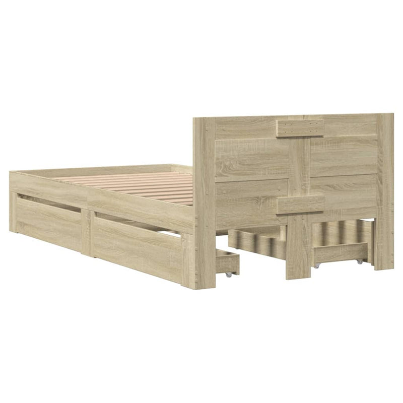 Bed Frame with Headboard without Mattress Sonoma Oak 90x190 cm