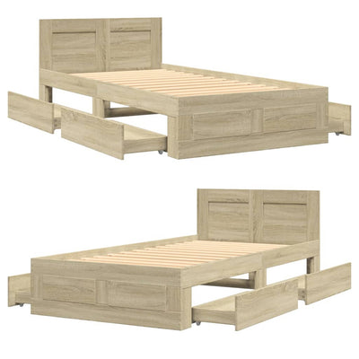 Bed Frame with Headboard without Mattress Sonoma Oak 90x190 cm