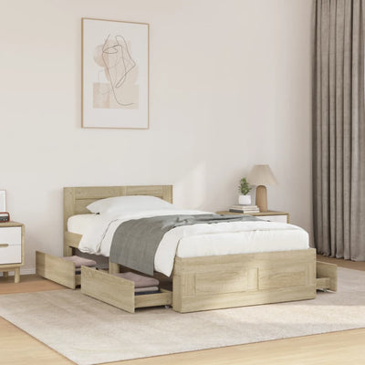 Bed Frame with Headboard without Mattress Sonoma Oak 90x190 cm