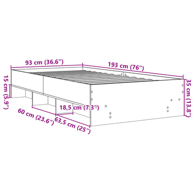 Bed Frame without Mattress Sonoma Oak 90x190 cm Engineered Wood