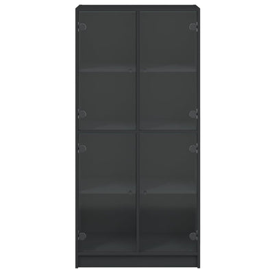 Highboard with Doors Black 68x37x142 cm Engineered Wood