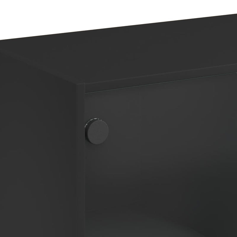 Highboard with Doors Black 68x37x142 cm Engineered Wood