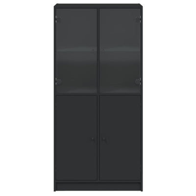 Highboard with Doors Black 68x37x142 cm Engineered Wood