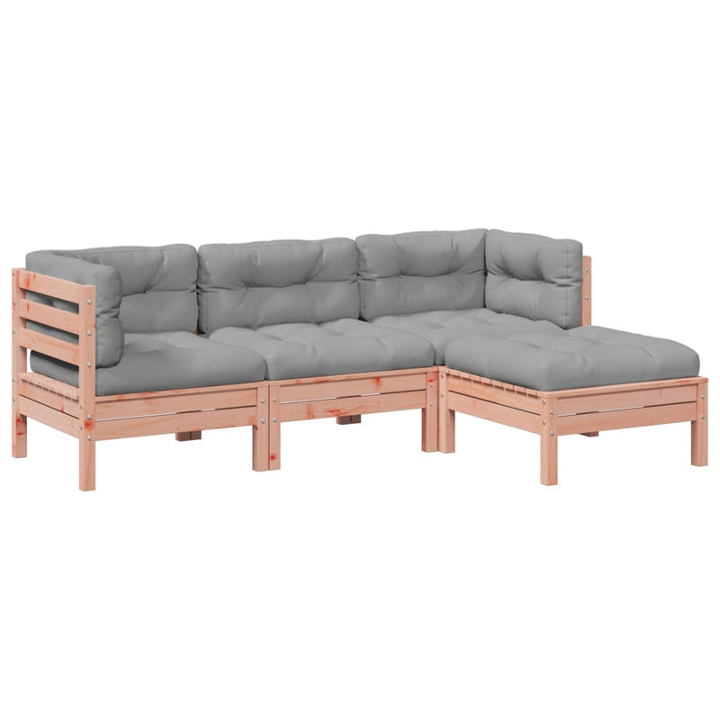 4 Piece Garden Sofa Set with Cushions Solid Wood Douglas Fir