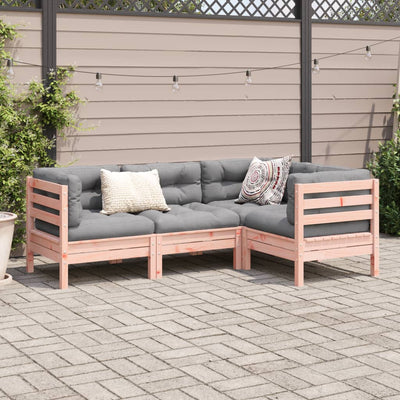 4 Piece Garden Sofa Set with Cushions Solid Wood Douglas Fir