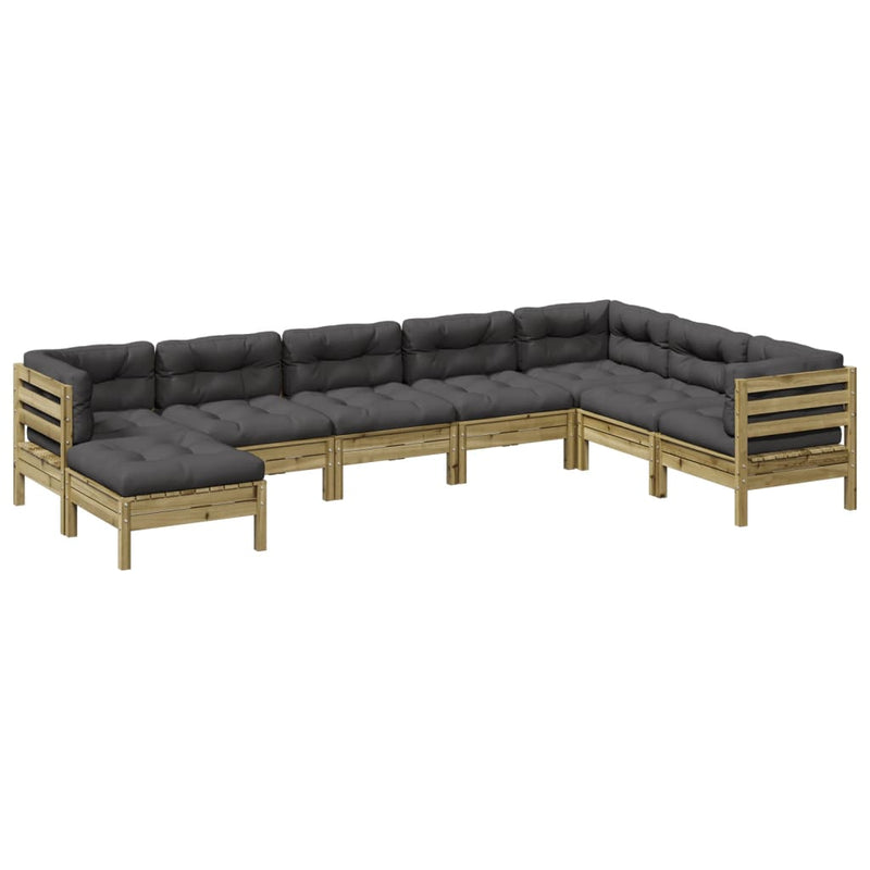 8 Piece Garden Sofa Set with Cushions Impregnated Wood Pine