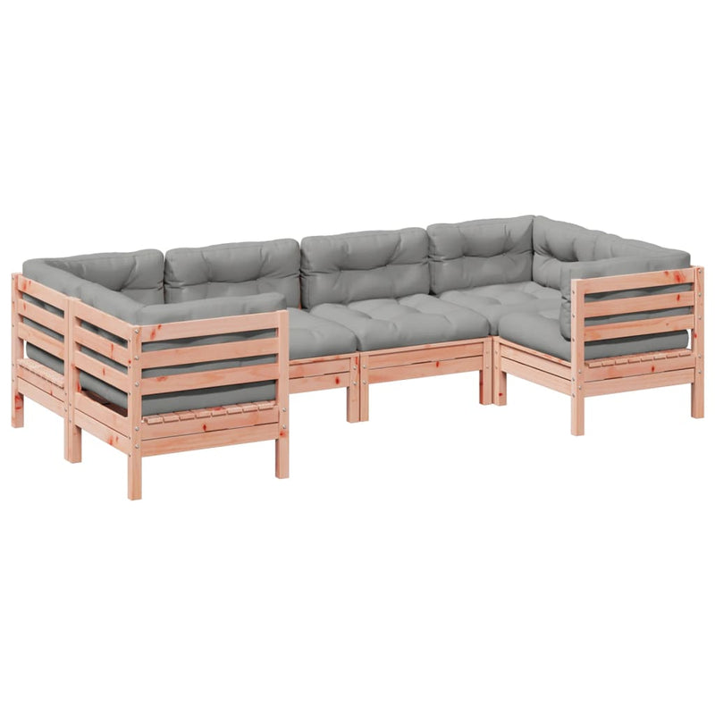 6 Piece Garden Sofa Set with Cushions Solid Wood Douglas Fir