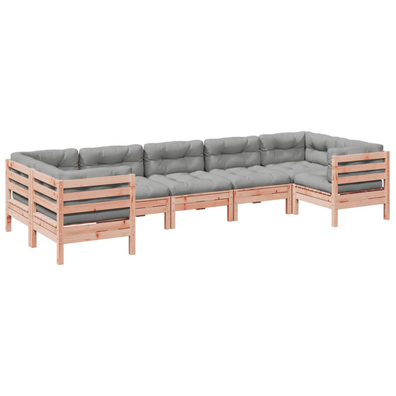 7 Piece Garden Sofa Set with Cushions Solid Wood Douglas Fir