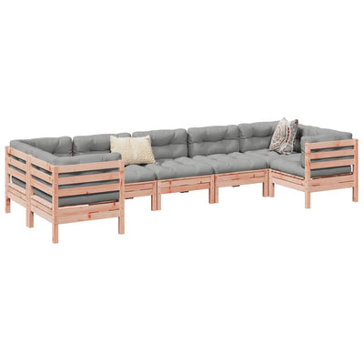 7 Piece Garden Sofa Set with Cushions Solid Wood Douglas Fir