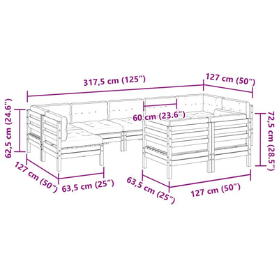 9 Piece Garden Sofa Set with Cushions Impregnated Wood Pine