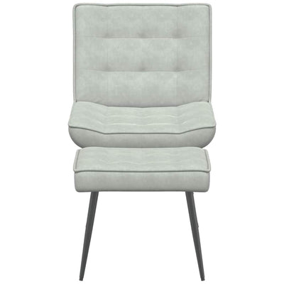 Relaxing Chair with Stool Light Grey Velvet