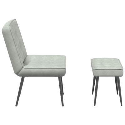 Relaxing Chair with Stool Light Grey Velvet