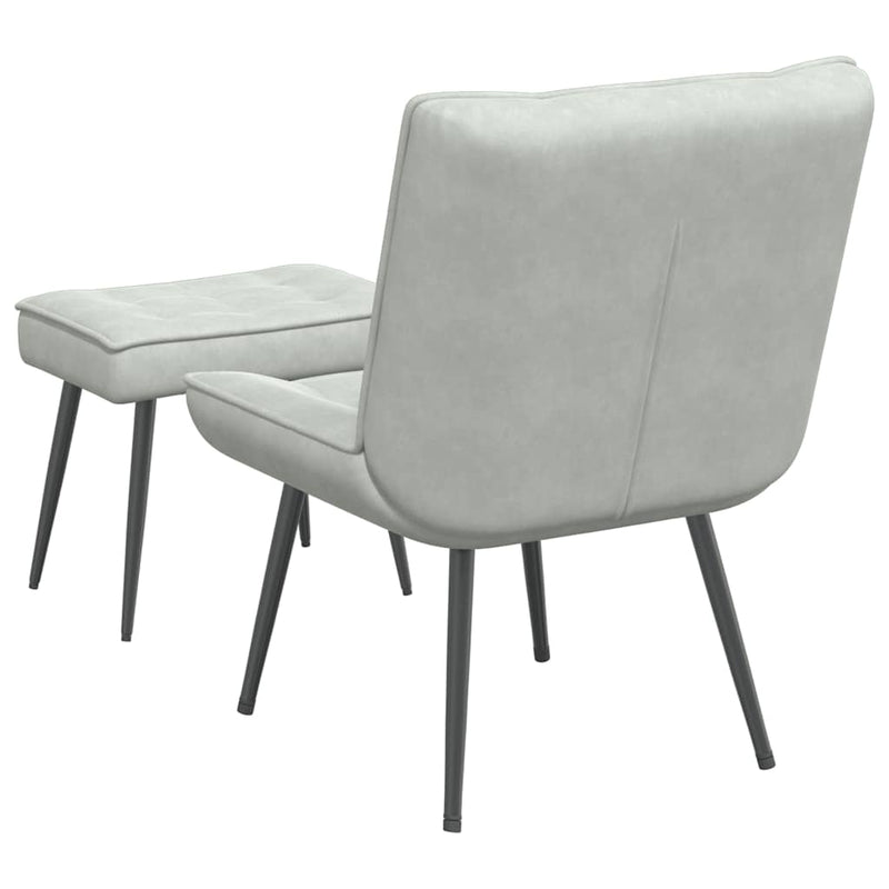 Relaxing Chair with Stool Light Grey Velvet