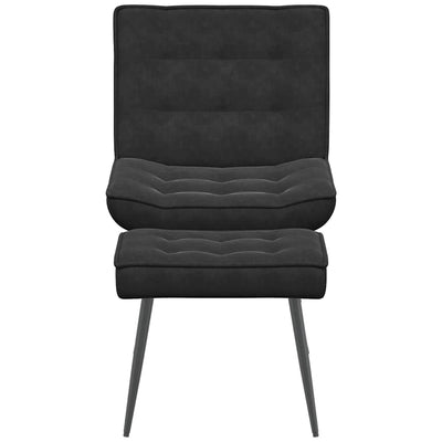 Relaxing Chair with Stool Black Velvet