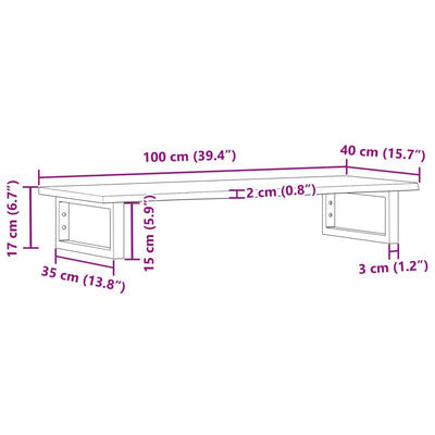 Basin Shelf Wall Mounted Steel and Solid Wood Oak