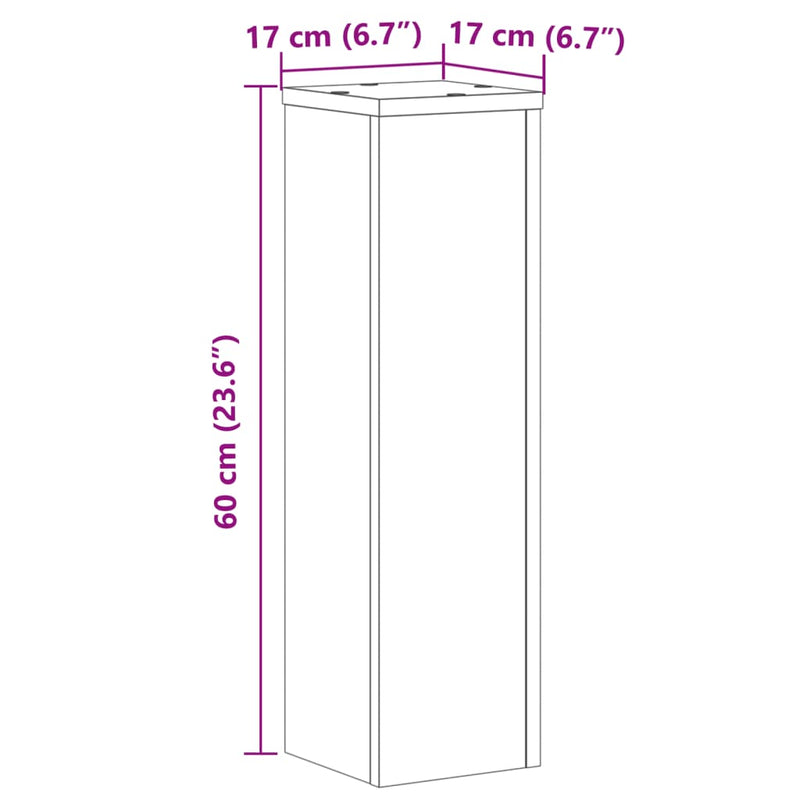 Plant Stands 2 pcs White 17x17x60 cm Engineered Wood
