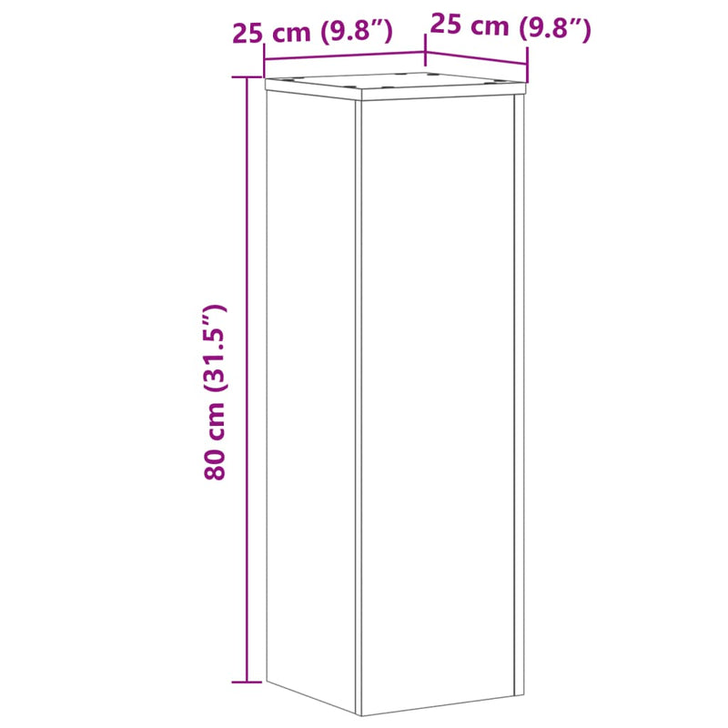 Plant Stands 2 pcs White 25x25x80 cm Engineered Wood