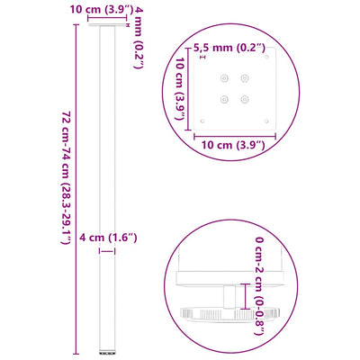 Coffee Table Legs 4 pcs Black 72-74 cm Steel