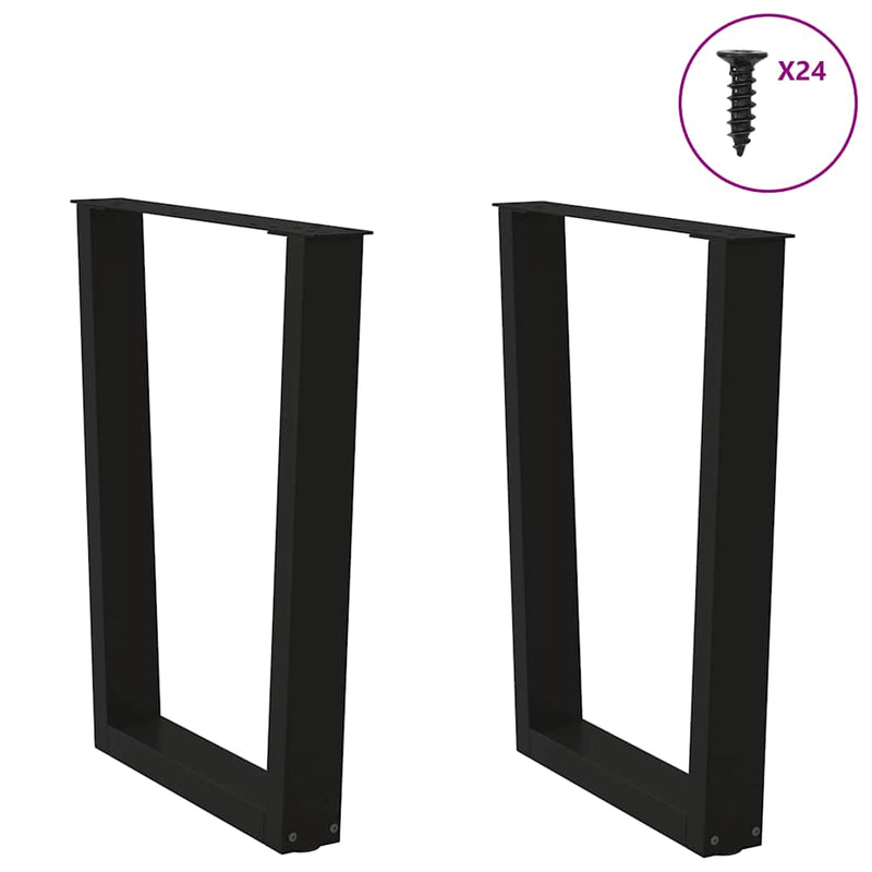 Dining Table Legs V-Shape 2 pcs Black 60x(72-73.3) cm Steel