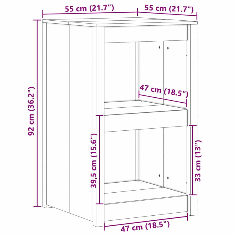 Kitchen Cabinet Brown 55 x 55 x 92 cm Solid Pine wood