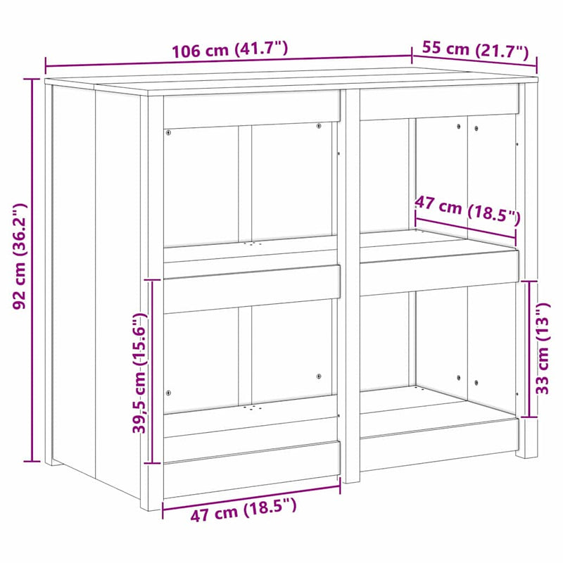 Kitchen Cabinet Brown 106 x 55 x 92 cm Solid Pine wood