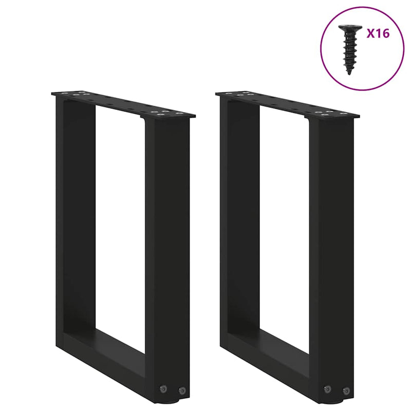 Coffee Table Legs U-Shaped 2 pcs Black 28x(42-43) cm Steel