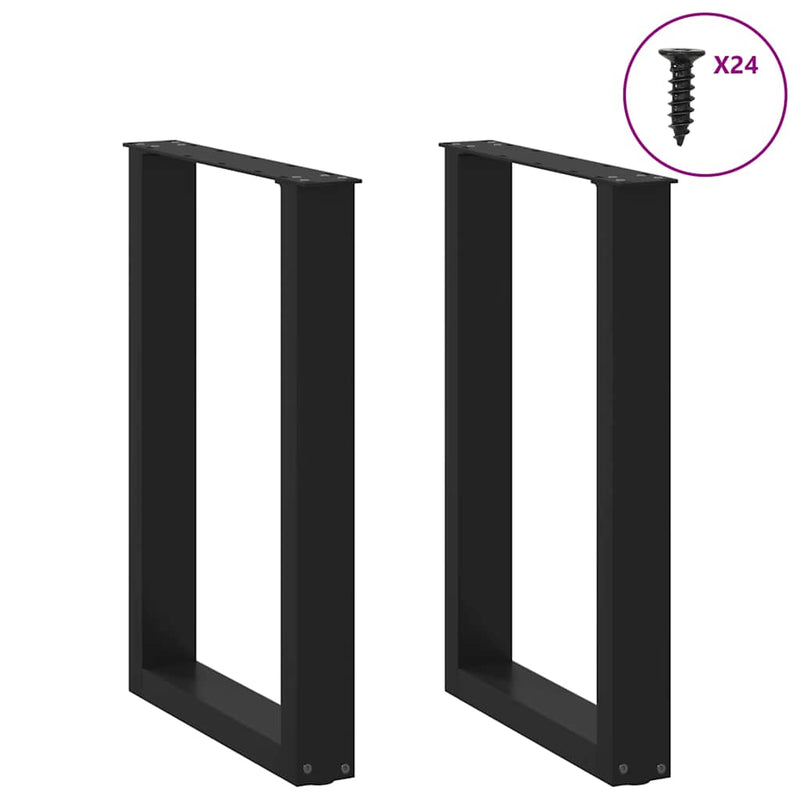 Coffee Table Legs U-Shaped 2 pcs Black 50x(72-73) cm Steel