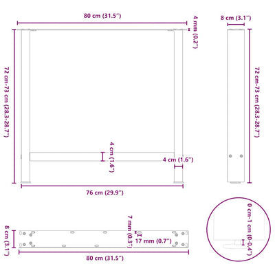 Coffee Table Legs Black 2 pcs 80x(72-73) cm Steel