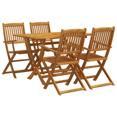 5 Piece Garden Dining Set Solid Wood Eucalyptus