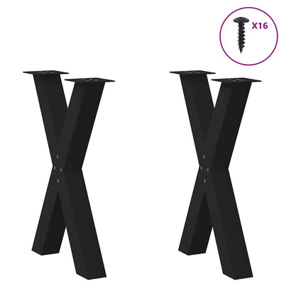 Dining Table Legs X-Shaped 2 pcs Black 60x(72-73) cm Steel