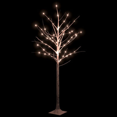 Artificial Christmas Tree Warm White 96 LEDs 180 cm White Birch