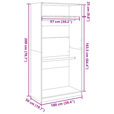 Wardrobe White 100x50x200 cm Engineered Wood