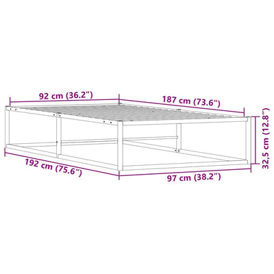 Bed Frame without Mattress Black 92x187 cm Single Metal